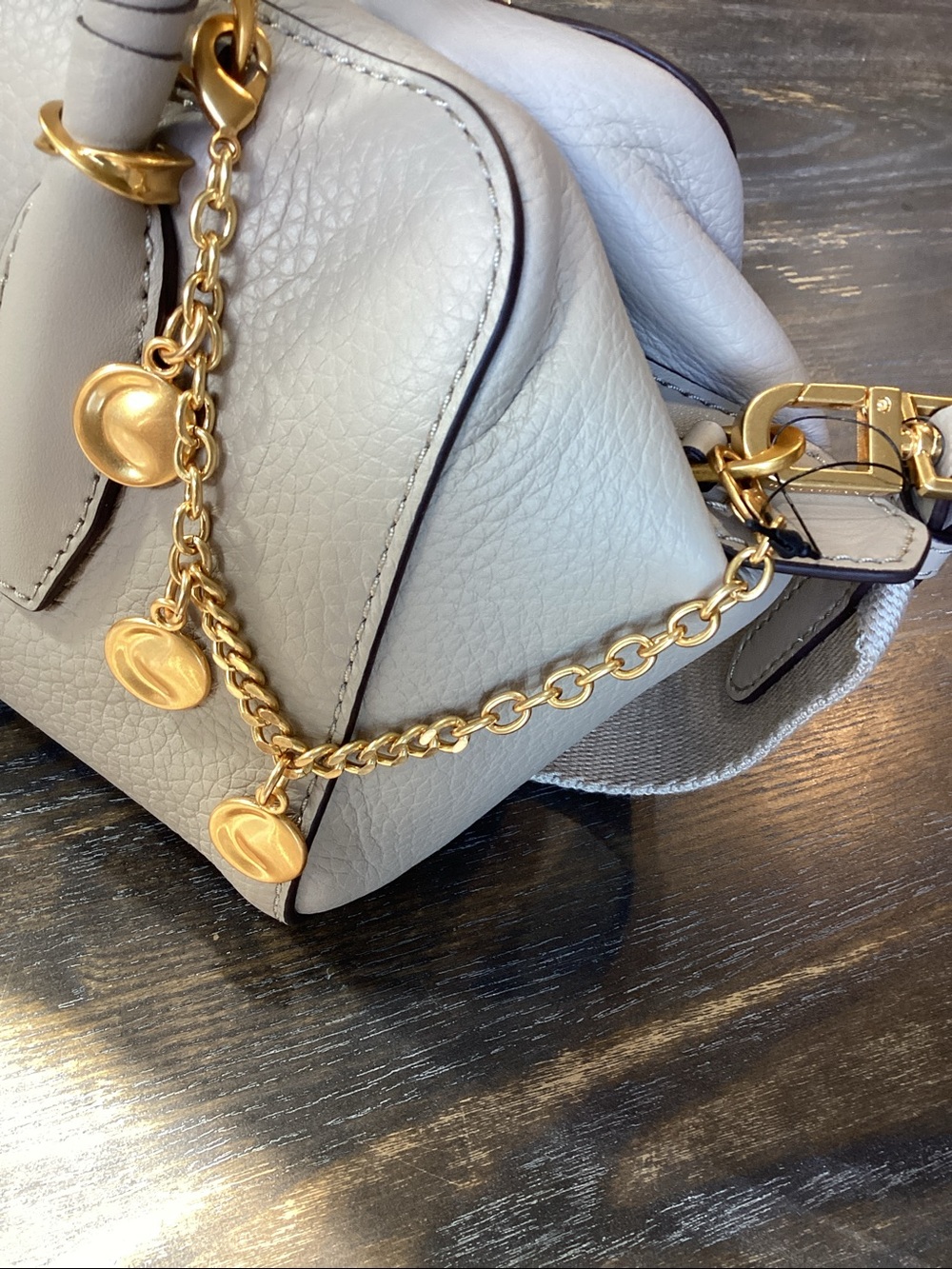 Donna Karan Chantilly Leather Mini Satchel Bag with Chain Charms - Picture 6 of 13